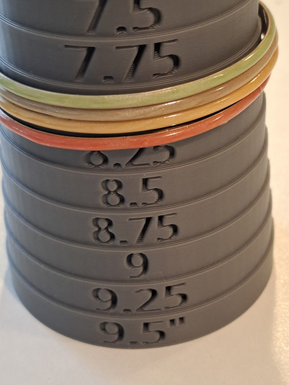 Set of Four Vintage Thin Enamel Bangle Bracelets — Green, Gold, Orange And Beige
